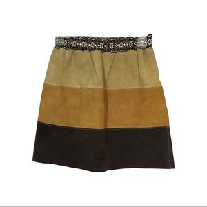 Vintage 70s Patchwork Suede Leather Skirt